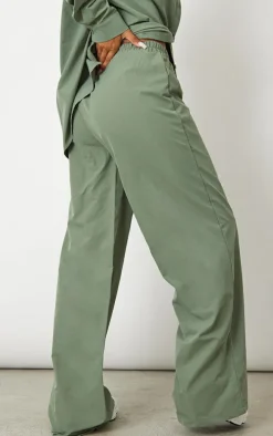 Sage Khaki Woven Oversized Wide Leg Pants