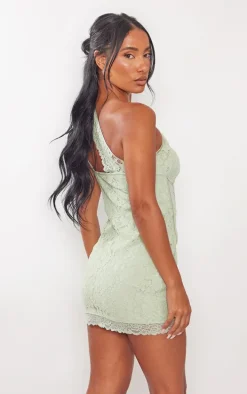 Sage Lace Binding Detail Underwired Bodycon Dress