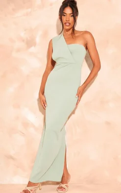 Sage One Shoulder Maxi Dress