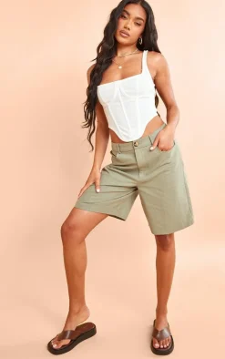 Sage Premium Linen Look Long Shorts