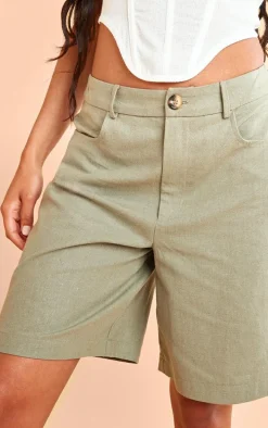Sage Premium Linen Look Long Shorts