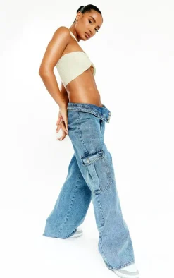 Sage Rib Knit Contrast Panel Bandeau Top