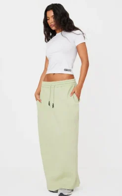 Sage Sweat Drawstring Midi Skirt