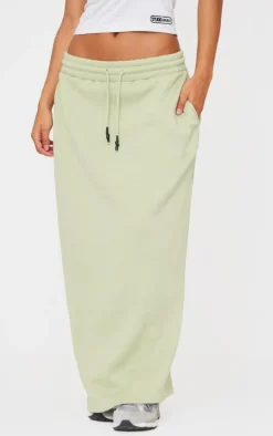 Sage Sweat Drawstring Midi Skirt