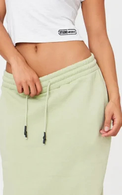 Sage Sweat Drawstring Midi Skirt