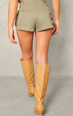 Sage Woven Cargo Zip Front Hot Pants