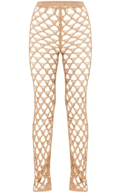 Sand Crochet Netted Tassel Belt Pants