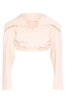 Sand Cross Over Asymmetric Cropped Cotton Jacket