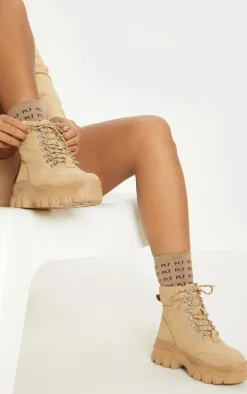 Sand Flatform Chunky Combat Boot Sneakers