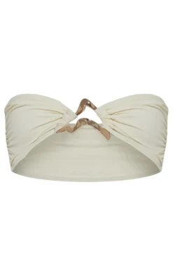 Sand Gold Trim Bandeau Bikini Top