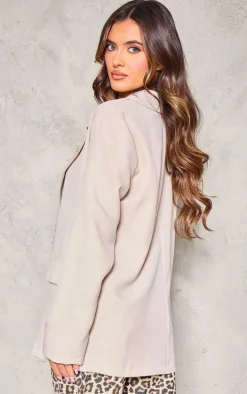 Sand Linen Look Minimal Blazer