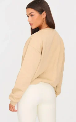 Sand Oversized Plain Fit Sweatshirt