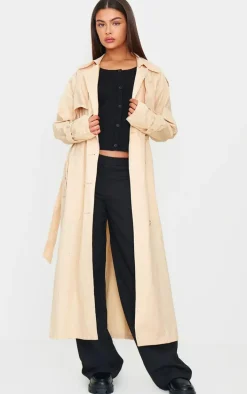 Sand Panel Detail Belted Trench Coat
