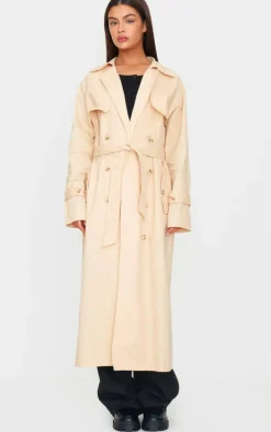 Sand Panel Detail Belted Trench Coat