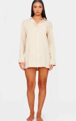 Sand Piping Jersey Detail Long Sleeve Nightdress