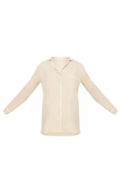 Sand Piping Jersey Detail Long Sleeve Nightdress