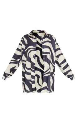 Sand Swirl Linen Look Button Up Beach Shirt