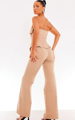 Sand Tailored Woven Overlay Bandeau Jumpsuit