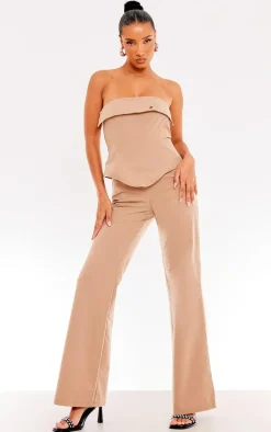 Sand Tailored Woven Overlay Bandeau Jumpsuit