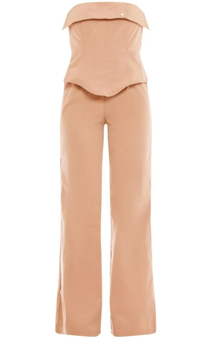 Sand Tailored Woven Overlay Bandeau Jumpsuit