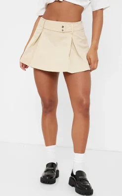 Sand Twill Micro Mini Skater Skirt