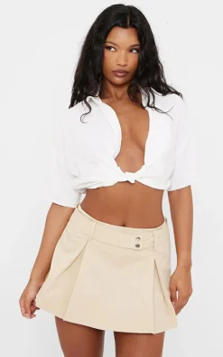 Sand Twill Micro Mini Skater Skirt
