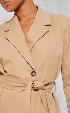 Sand Wide Belted Waist Blazer