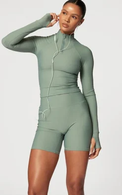 Sea Green Active Rib Gym Jacket