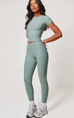Sea Green Active Rib Gym Leggings