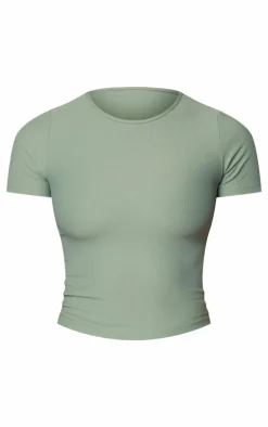 Sea Green Active Rib Short Sleeve Gym Top