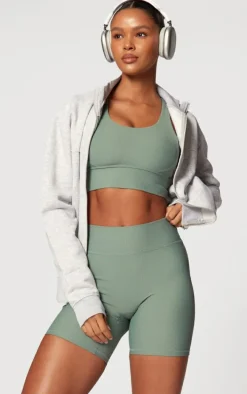 Sea Green Active Rib Strappy Back Sports Bra