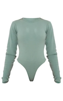 Sea Green Basic Rib Long Sleeve Bodysuit