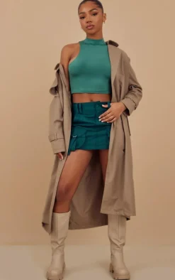 Sea Green Cargo Pocket Detail Micro Mini Skirt