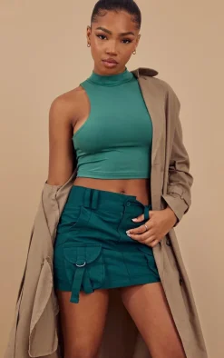 Sea Green Cargo Pocket Detail Micro Mini Skirt