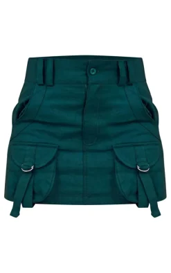 Sea Green Cargo Pocket Detail Micro Mini Skirt