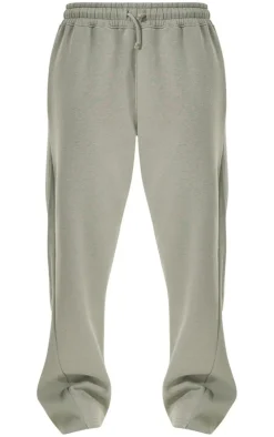 Sea Green Panelled Rib Detail Wide Leg Sweatpants