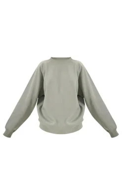 Sea Green Panelled Rib Detail Oversized Sweat