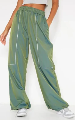 Sea Green Reflective Piping Detail Track Pants