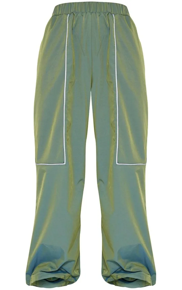 Sea Green Reflective Piping Detail Track Pants