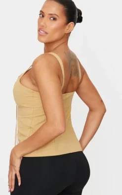 Shape Beige Square Neck Long Line Cargo Corset Top