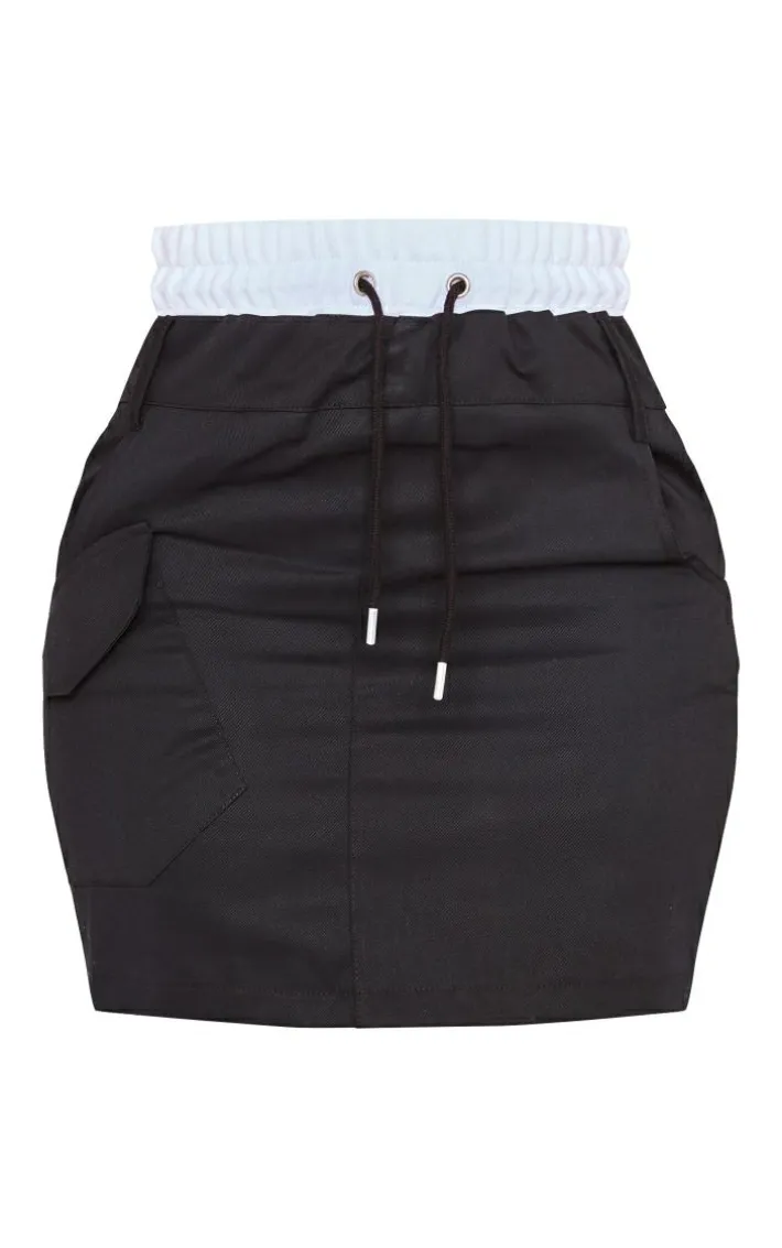 Shape Black Boxer Waistband Detail Mini Skirt