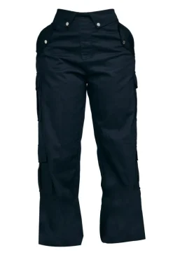 Shape Black Cargo Fold Waistband Pocket Detail Pants