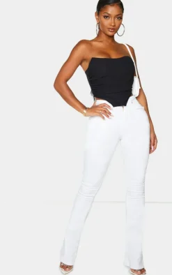 Shape Black Chiffon Ruched Corset Crop Top