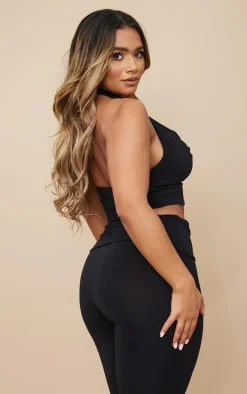 Shape Black Contour Jersey Cowl Neck Crop Top