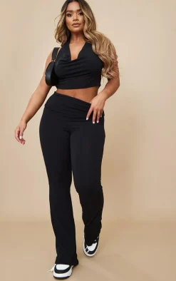Shape Black Contour Jersey Cowl Neck Crop Top