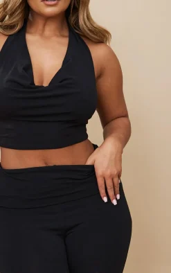 Shape Black Contour Jersey Cowl Neck Crop Top
