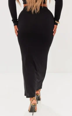 Shape Black Contour Jersey Low Rise Maxi Skirt