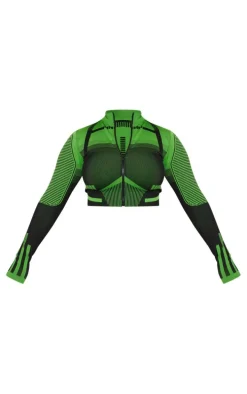 Shape Black Contrast High Neck Long Sleeve Jacket