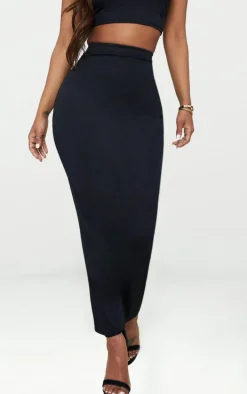 Shape Black Cotton High Waisted Midaxi Skirt