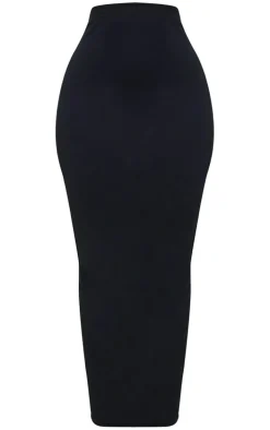 Shape Black Cotton High Waisted Midaxi Skirt